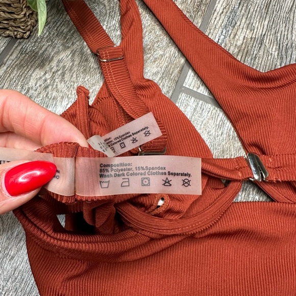 ZAFUL One Shoulder Ribbed Colorblock Cutout Bikini - Picture 8 of 9